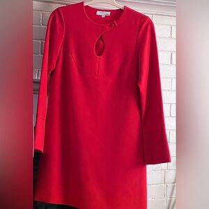 Derek Lam Chic Long Sleeve Keyhole Red Dress